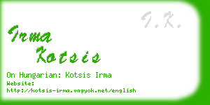 irma kotsis business card